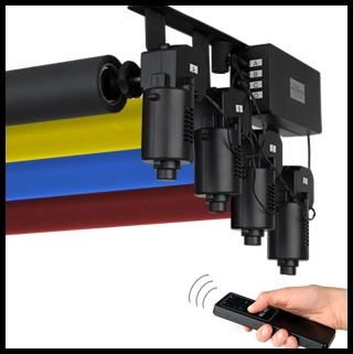 Support de Fond Mural 4 Rails – Système Professionnel pour Fonds Photo